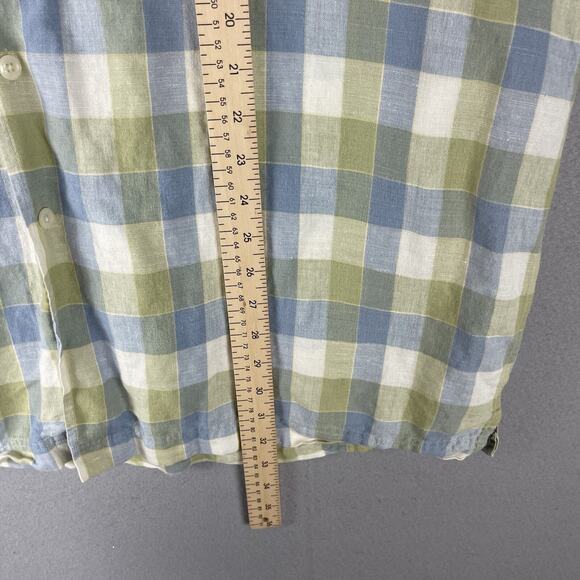 Britches of Georgetowne Linen Blend Shirt Mens XXL Plaid Button Up Short Sleeve - Picture 7 of 13